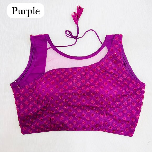 CHIKANKARI WORK BLOUSE - Picture 5 of 8